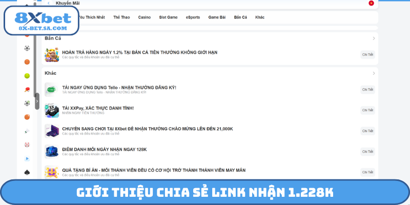 Giới thiệu chia sẻ link nhận 1.228K
