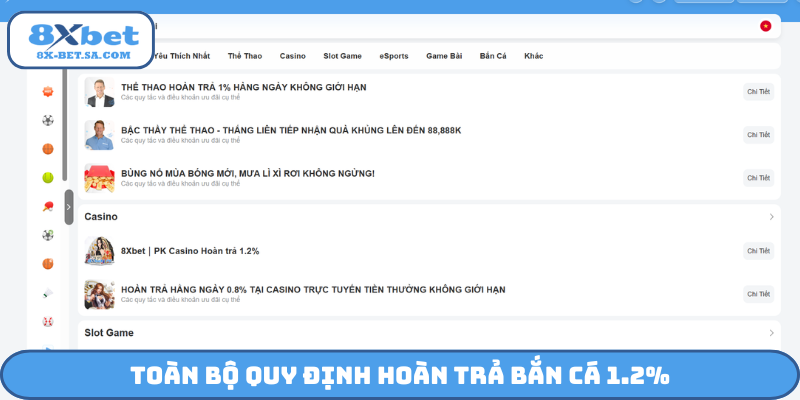 Toàn bộ quy định hoàn trả bắn cá 1.2%
